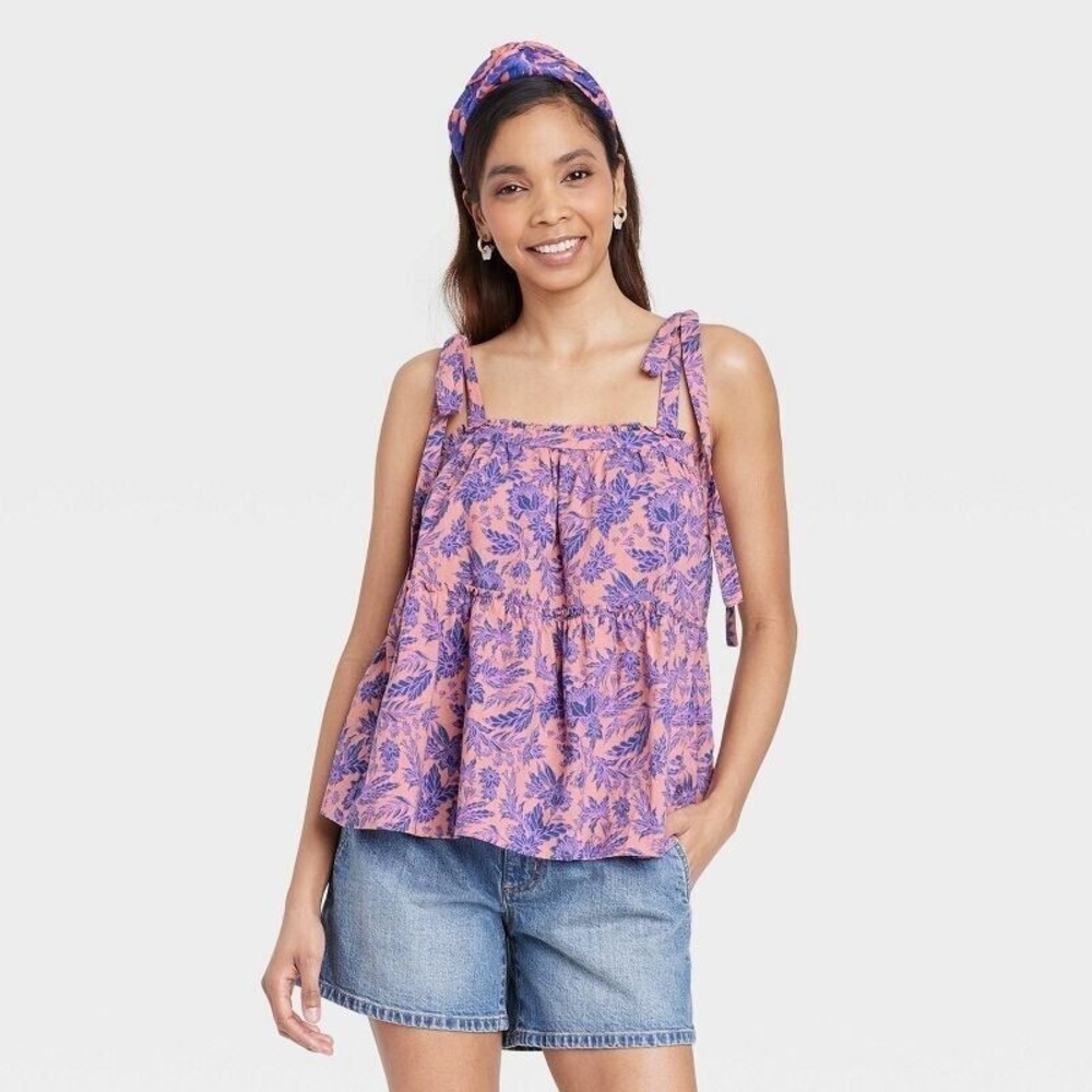 Universal Thread Floral Tie-Strap Peplum Top